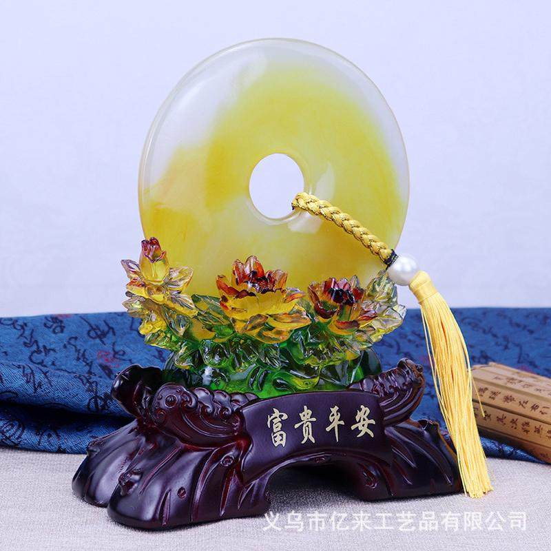 创意家居仿玉富贵平安扣摆件树脂客厅酒柜装饰品促销工艺品批发
