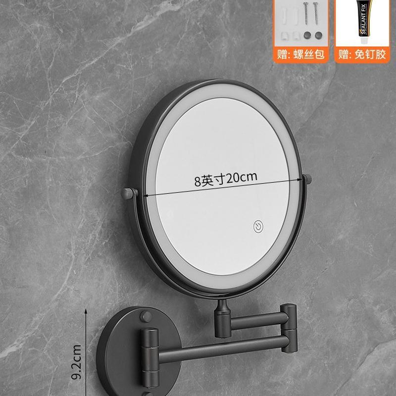 led免打孔美容镜折叠浴室带灯三色灯双面化妆镜伸缩放化妆镜壁挂