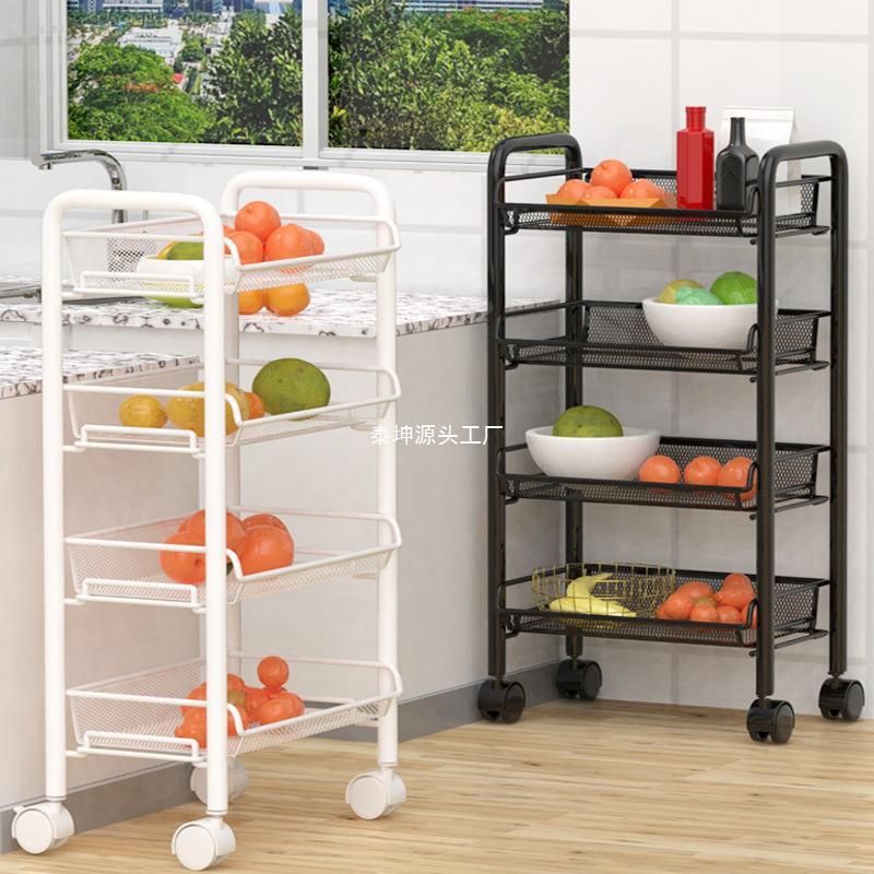 热销厨房蔬菜置物架菜架子小推车多层落地蔬果收纳筐多功能菜篮储