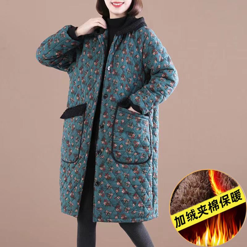 女士新款加绒罩衣三层加棉厚冬天漂亮洋气的大人棉衣时尚洋气好看
