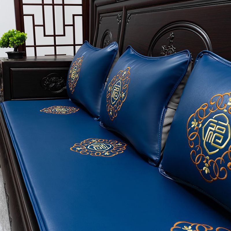 红木沙发坐垫新中式皮沙发垫四季通用双面防水两用凉席海绵垫