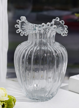 客厅摆件创意玻璃花瓶透明水养插花瓶现代简约网红花器装饰品