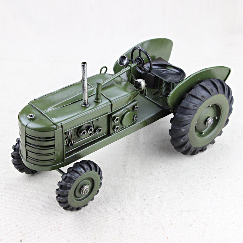 土物 手工复古工艺品批发 红色铁皮农用拖拉机模型