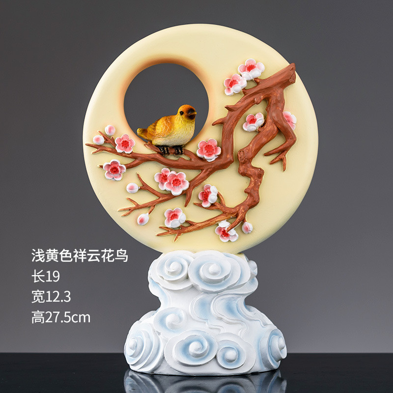 益方现代设计创意纳福财花鸟福鹿玄关客厅桌面工艺品家居装饰摆件