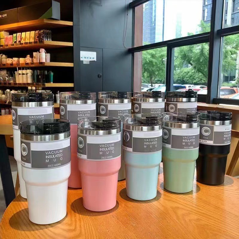 新款汽车杯吸管杯双层304不锈钢保温水杯便携车载咖啡杯子冰霸杯
