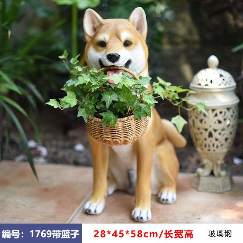 仿真狗摆件假狗柴犬花园模型别墅客厅秋田犬庭院阳台装饰布置户外