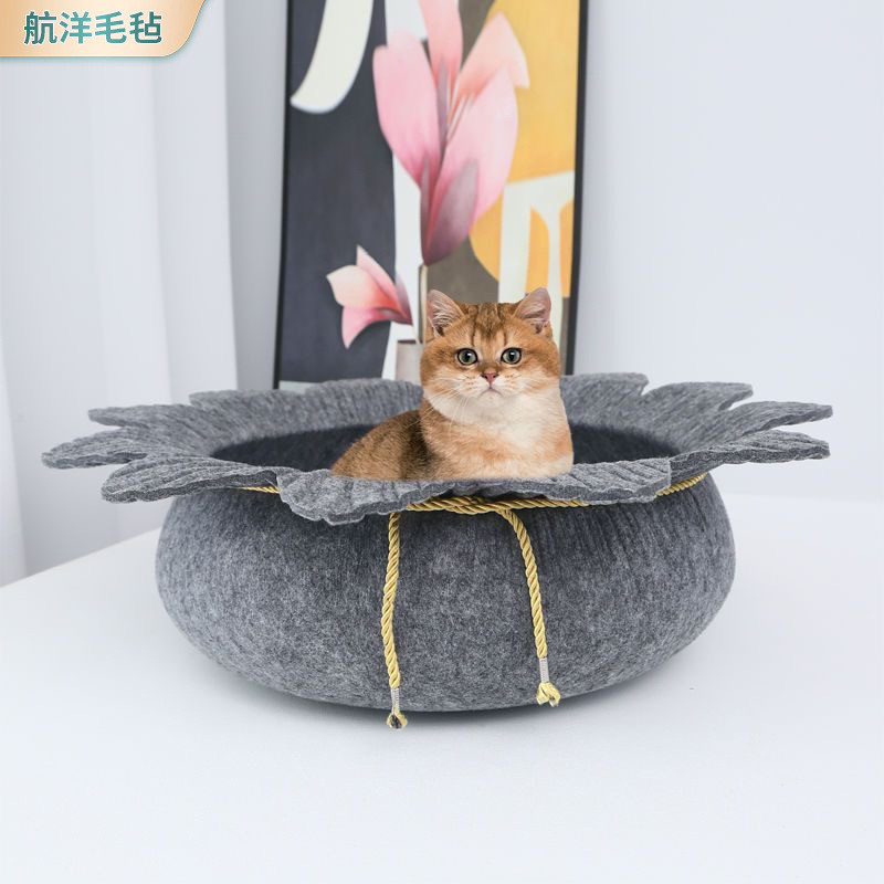 定制四季通用花盆猫窝可爱花盆状可水洗简单舒适多色毛毡猫窝