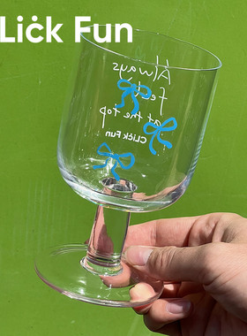 clickfun原创可爱蝴蝶结高脚玻璃酒杯果汁牛奶杯夏季饮品杯ins风