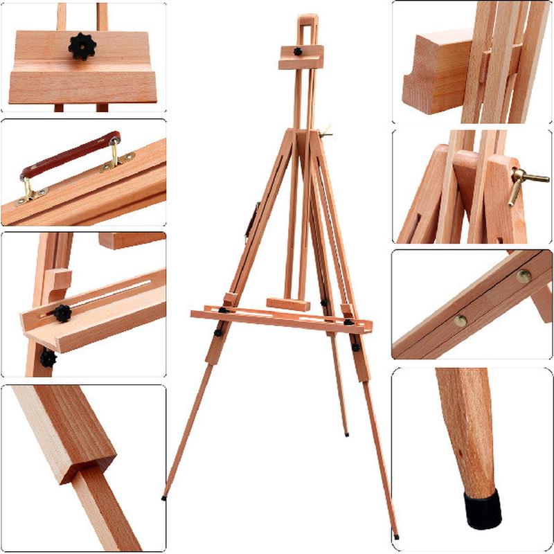 红榉木95三脚写生油画架木制横档折叠三角画架pop展架