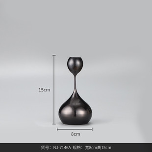 西博家居金属黑钛电镀高脚落地铁艺蜡烛台套装高档酒店软装摆件