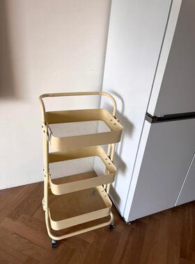 0fe9带实木盖子板小推车卧室置物架厨房储物架浴室卧室收纳落地可