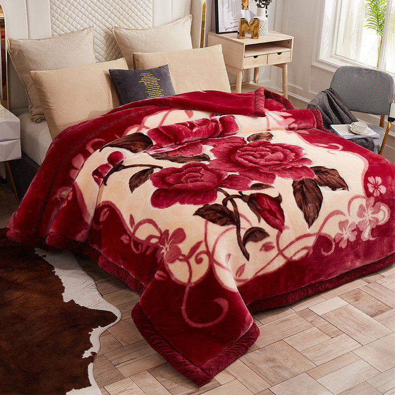 批发拉舍尔云貂绒毛毯双层赠送秋冬季毯子婚庆礼品加厚保暖红毯