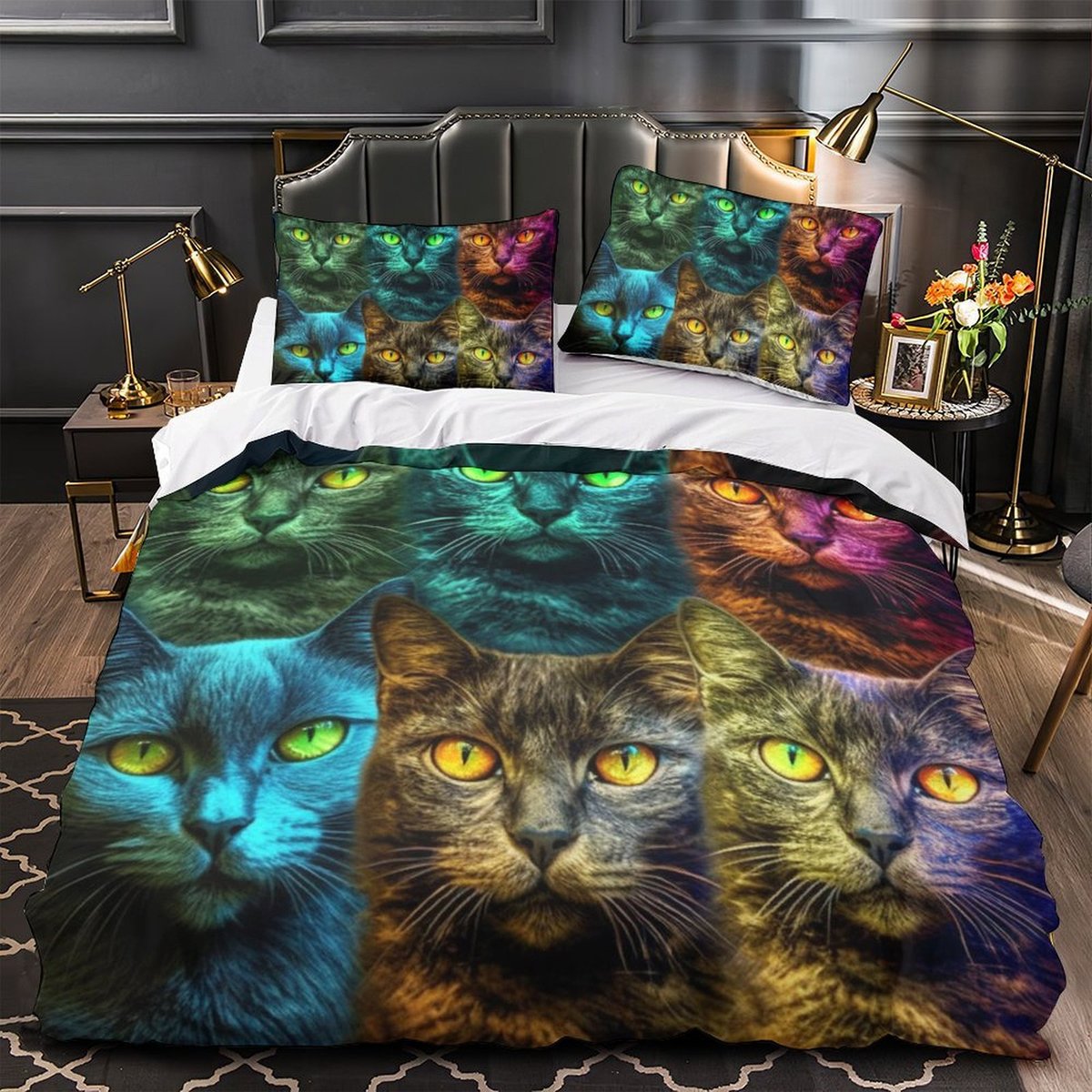 3d数码印花可鱼系列被套枕套二三件套涤纶磨毛电商彩色代发