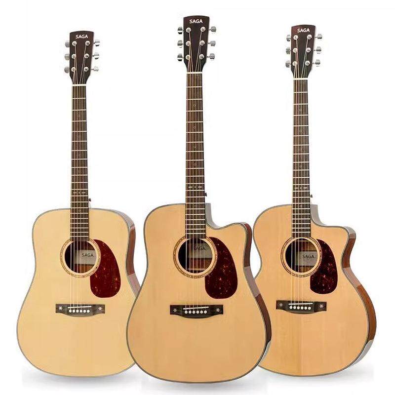 热销sagasf830萨伽吉他初学者原声单板琴40寸云杉木民谣款41寸sag