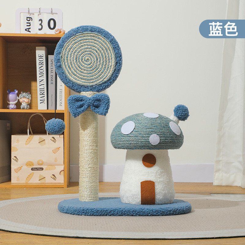 大号猫抓板不掉耐抓剑麻屑红蘑菇棒棒糖猫抓柱架猫咪用品厂家批发