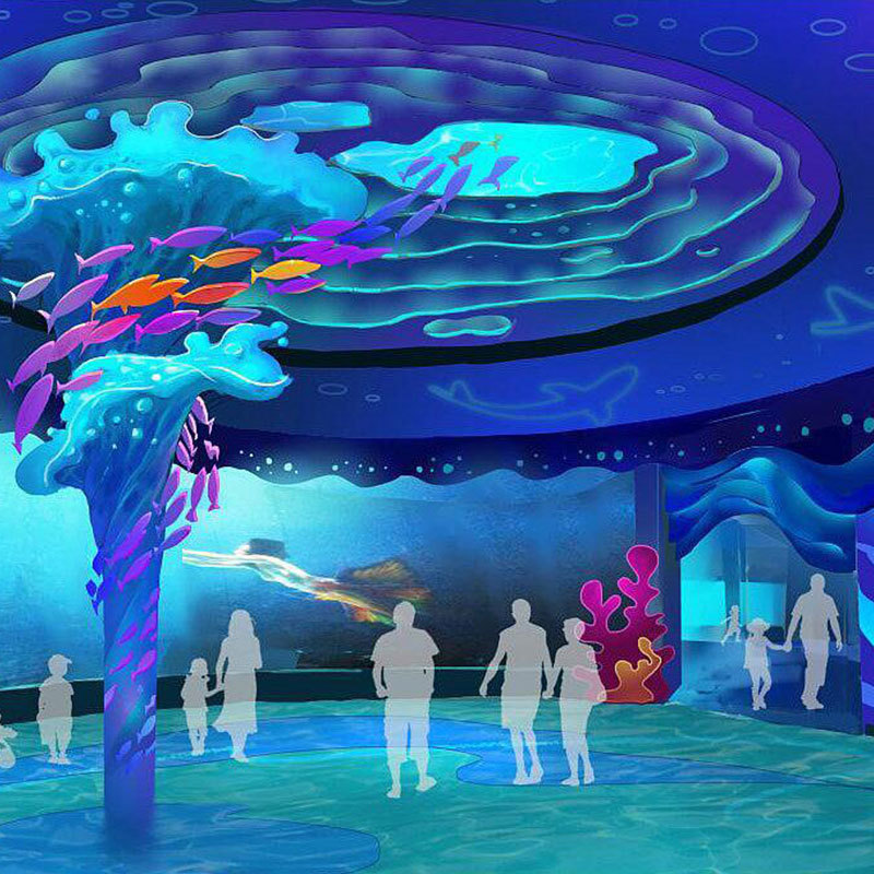 大型一体式玻璃鱼缸海洋馆水族箱工程设计超大型亞克力亚克力鱼缸