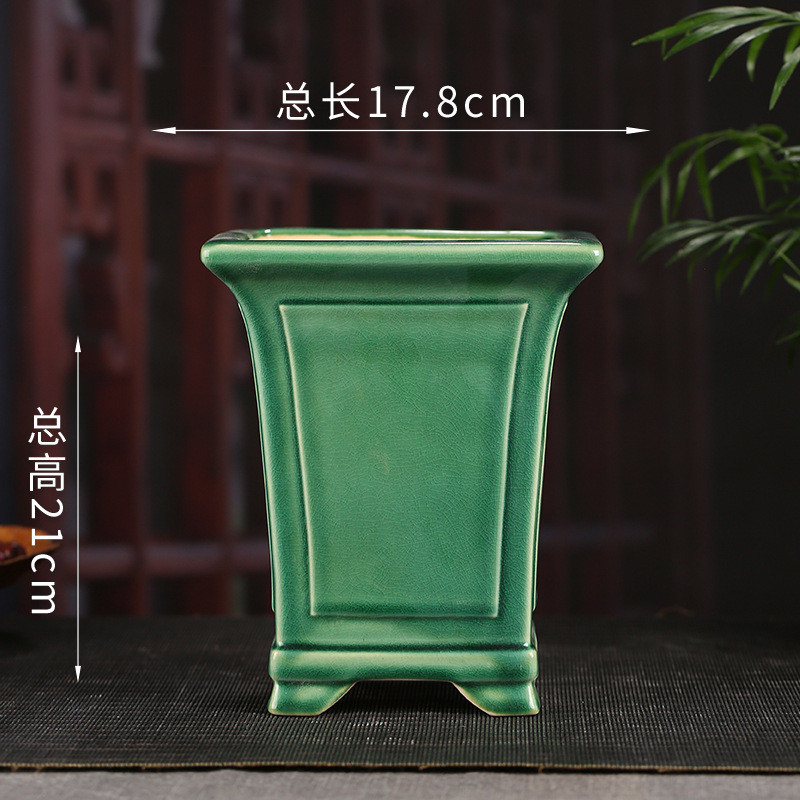 四方兰花盆好宜兴釉水可批发家居摆件矮牵牛物颜色高雅造型ylh05