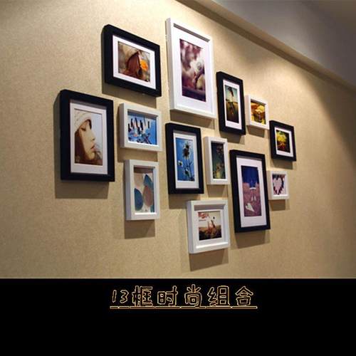 批发实木相框组合13框（10/7/5）照片墙影楼装饰专用加厚直销