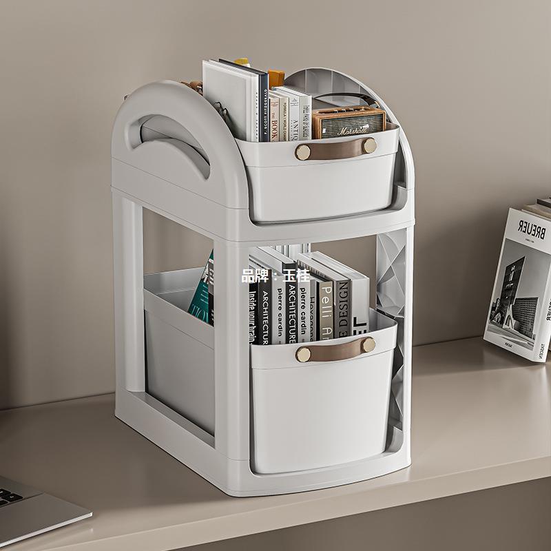 热销书架儿童书包收纳架小推车置物架可移动带轮多层桌面桌下置物