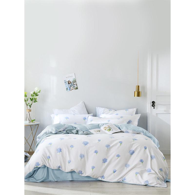 ri0t60支四件套床单丝棉印花春夏季莱赛尔纤维天床笠亲肤裸睡床上