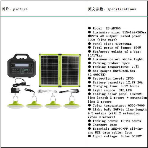 7272便携式一体太阳能小系统手机充电应急照明灯户外露营手提灯