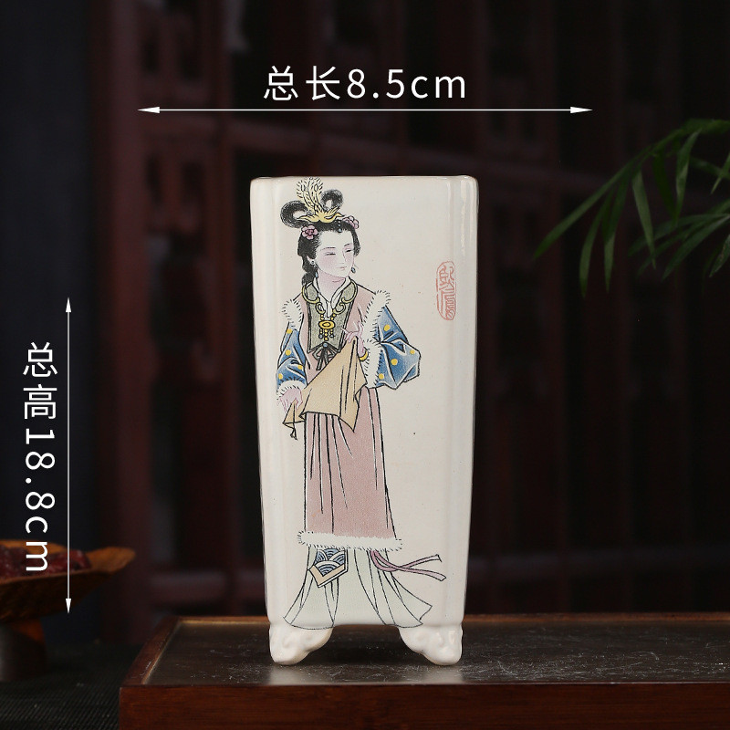 彩绘批发紫砂花盆厂家直销方形桌面装饰盆景盆创意兰花盆ylhch01