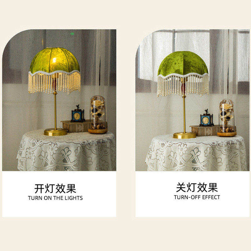 法式复古珍珠流苏台灯酒店卧室客厅氛围灯led装饰古典床头灯,家装灯饰光源,小夜灯,淘宝优惠券,粉丝福利购,淘宝优惠卷
