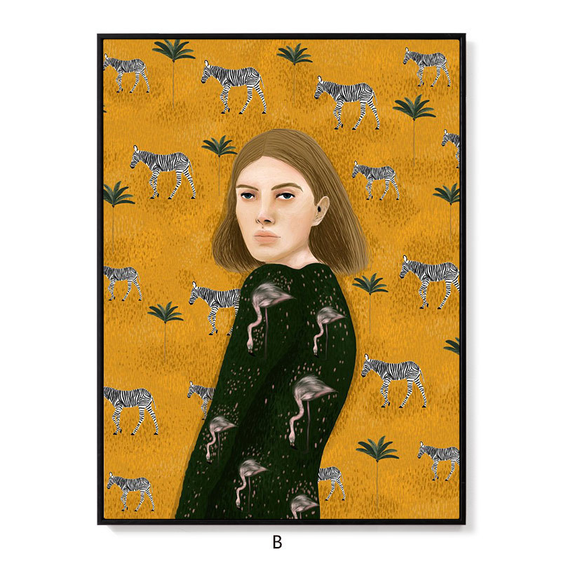 梵天北欧现代简约绿植人物装饰画餐厅个性墙饰ins网红小众挂画