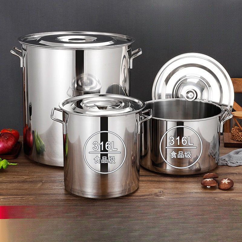 特厚316L不锈钢汤桶米桶带盖大汤锅商用卤水桶大容量烧水储水桶