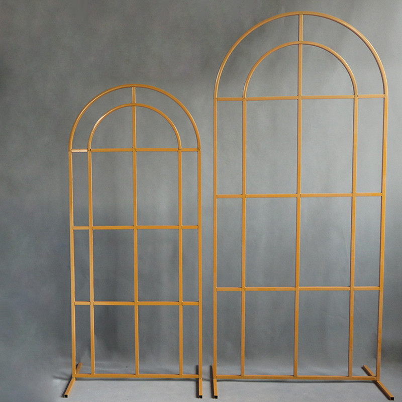 新款中式舞台婚庆布置铁艺拱门道具森系婚礼装饰花田喜事屏风路引