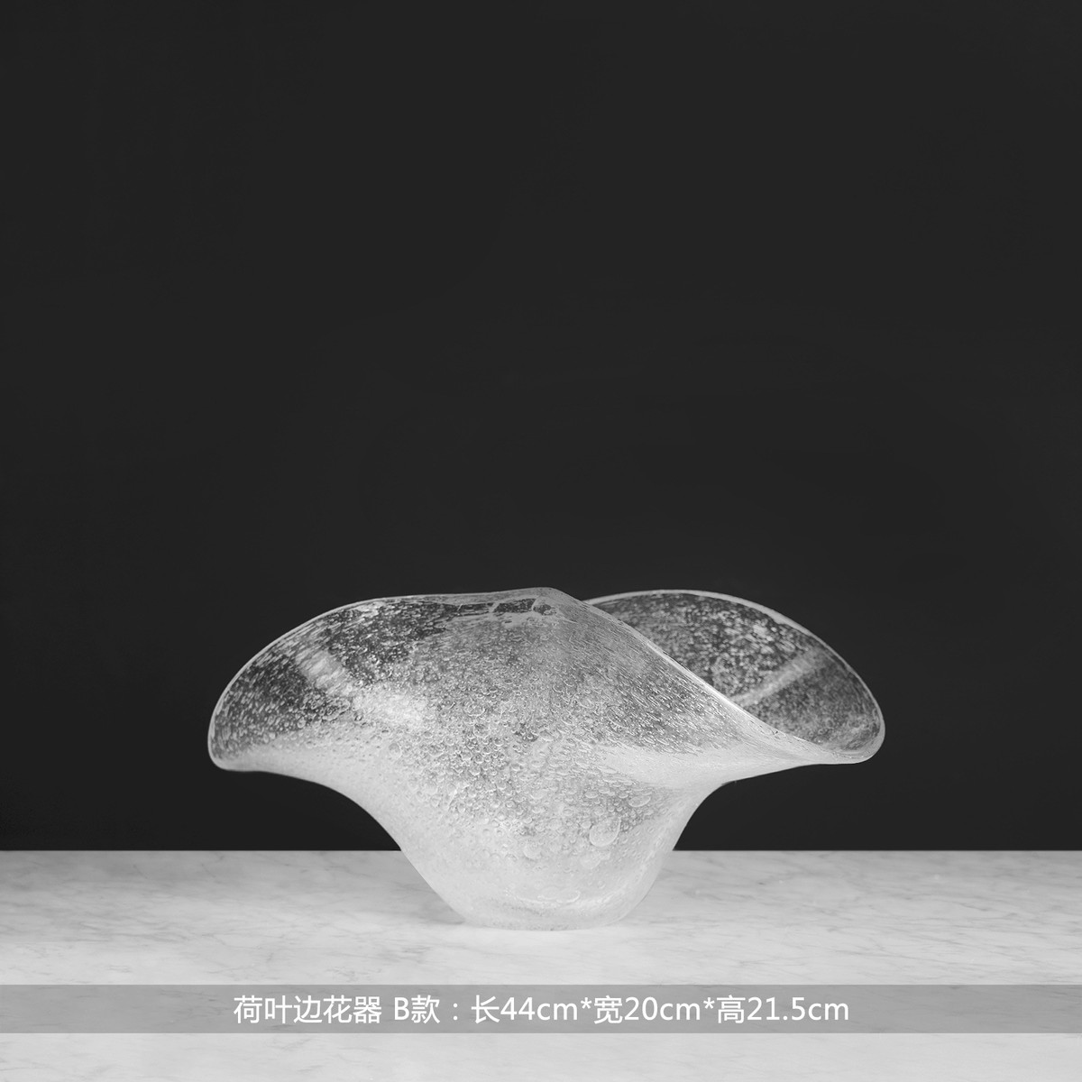 简约现代波浪造型透明玻璃轻奢花器样板房艺术花瓶摆件软装酒店