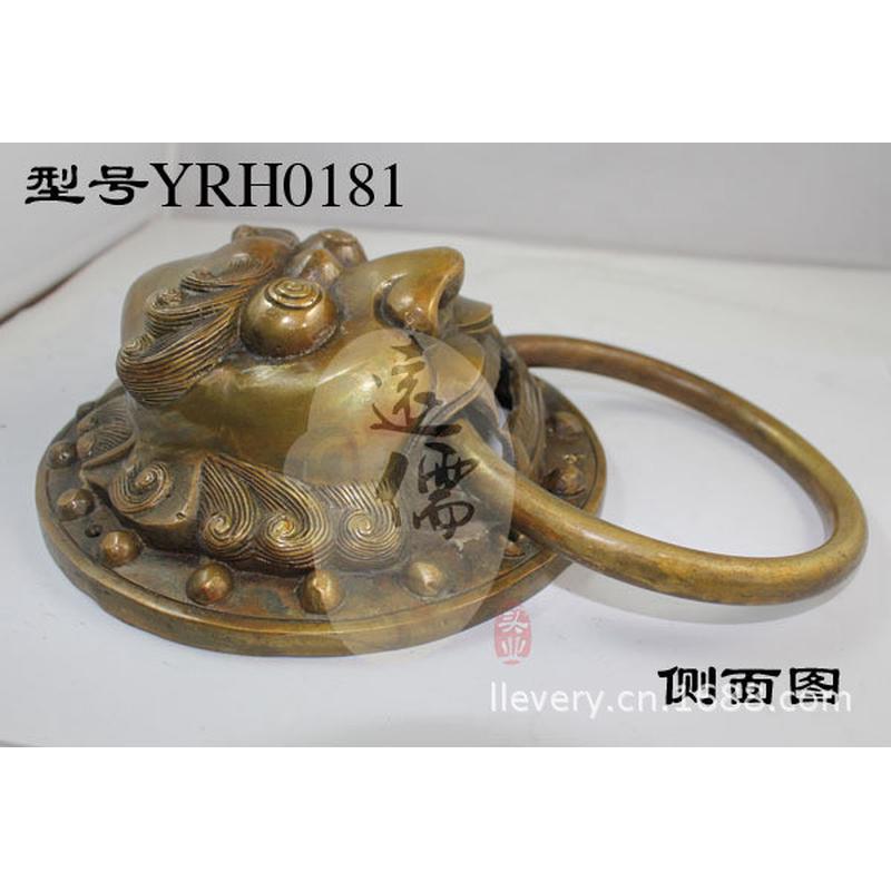 远儒铜雕中式仿古兽头门环黄铜大门拉手铜狮子头yrh0181-2