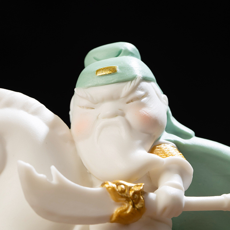 热销创意国潮关二爷手工精品摆件茶宠人物陶瓷家居室内办公室茶桌