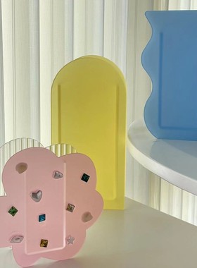 春夏贝壳花朵宝石浮花园花器高级感插花瓶绿植亚克力磨砂质感水培