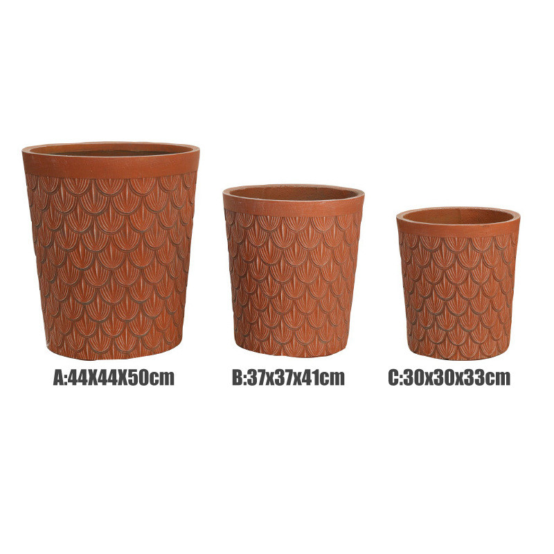 北欧浮雕花器复古轻奢玻璃钢花盆样板房售楼处酒店装饰绿植花盆