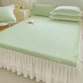 冰豆豆冰丝凉席三件套床单夏天人可水洗垫夏凉空调软席子床笠裙款