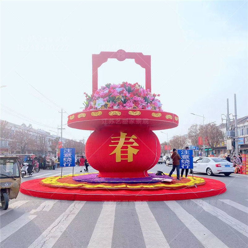 仿真花篮造型雕塑绿雕室外绿雕动物雕塑公园植物立体景观草雕工艺