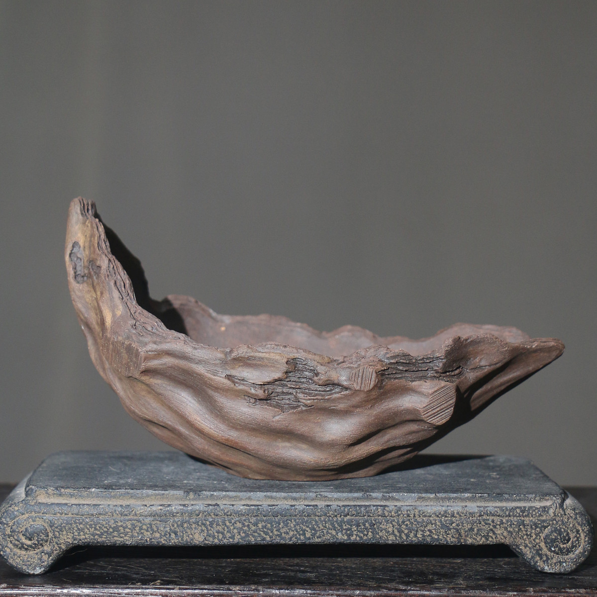 紫砂花盆月亮异形盆景盆月牙盆桌面创意树桩盆临水盆手工南蛮盆