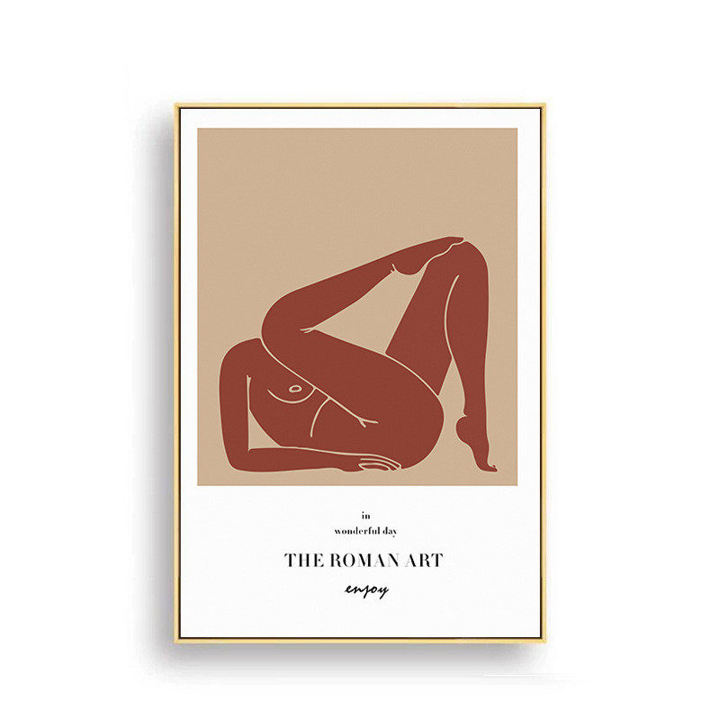 北欧客厅装饰画粉色挂画抽象线条艺术沙发背景墙免打孔组合壁画