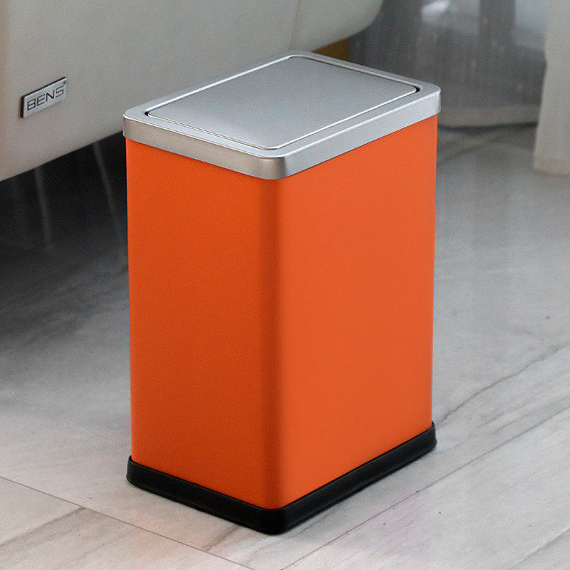 垃圾桶不锈钢带盖家用摇盖长方形窄缝卫生间商用客厅办公室大容量