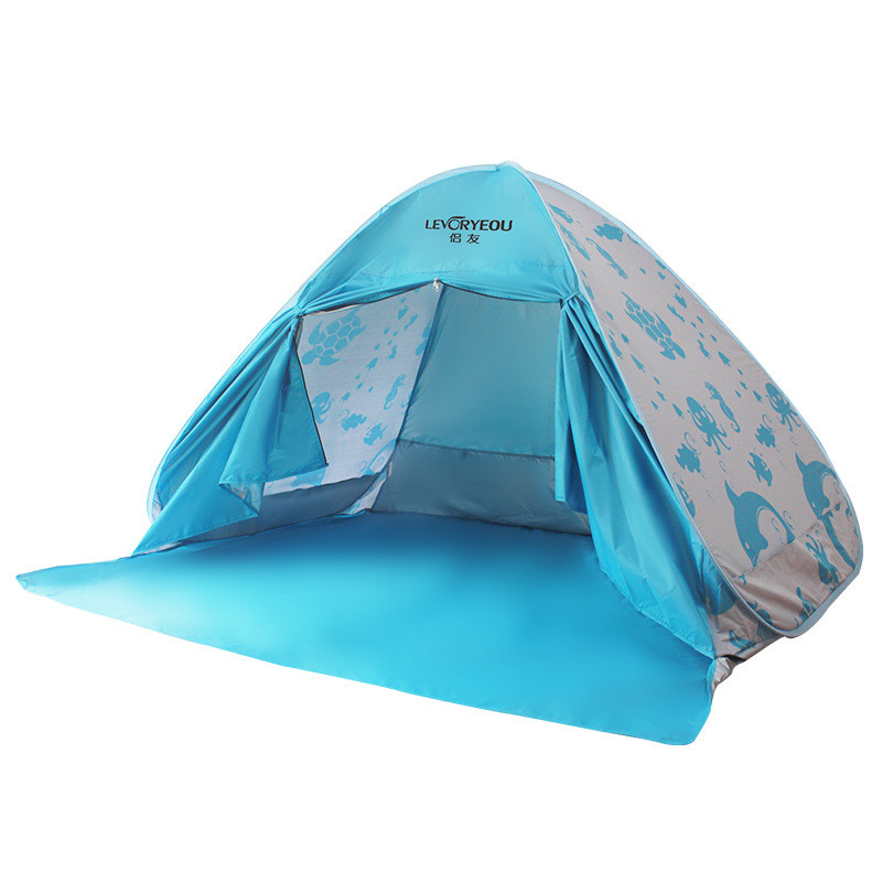 帐篷户外野餐公园海边沙滩防晒防雨全自动速开3-4人便携儿童帐篷