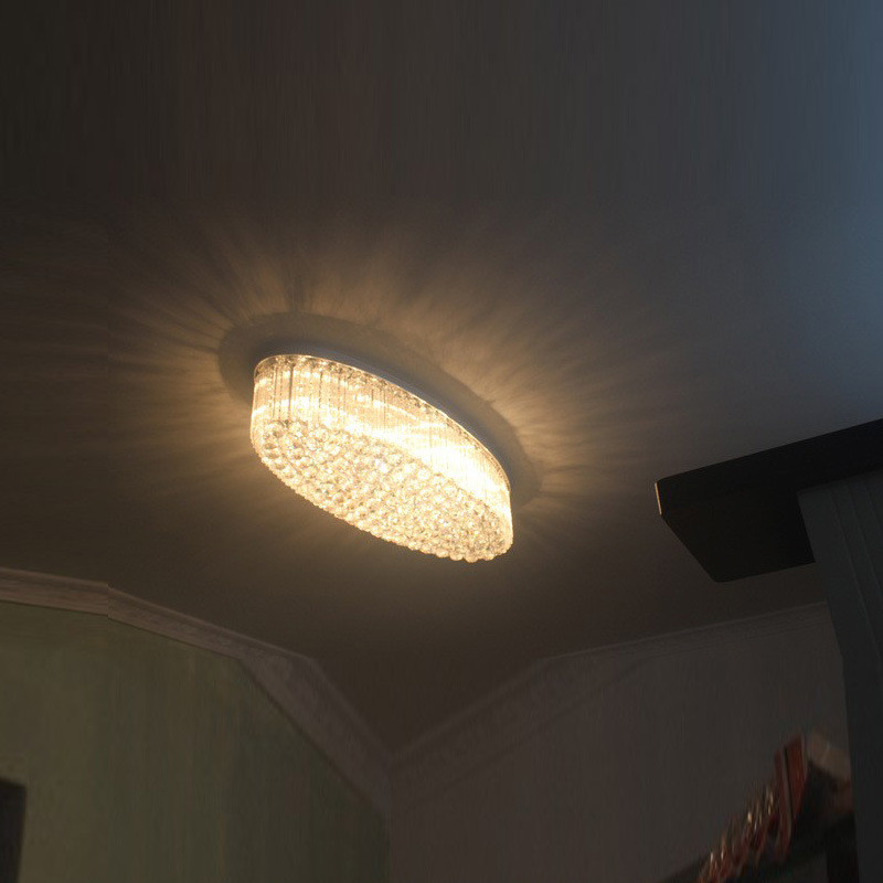 热销跨境新款豪华水晶椭圆形餐厅灯吸顶台吊灯大气客厅灯灯具别墅