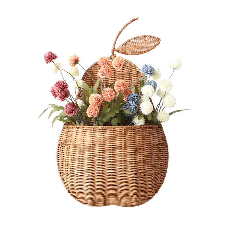 壁挂香梨花瓶藤编花篮创意客厅插花艺悬挂式挂墙花盆墙壁装饰花器