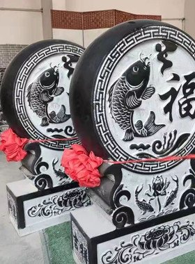 石青石抱鼓门墩石制作门口摆放一对又称圆鼓石墩门当石鼓