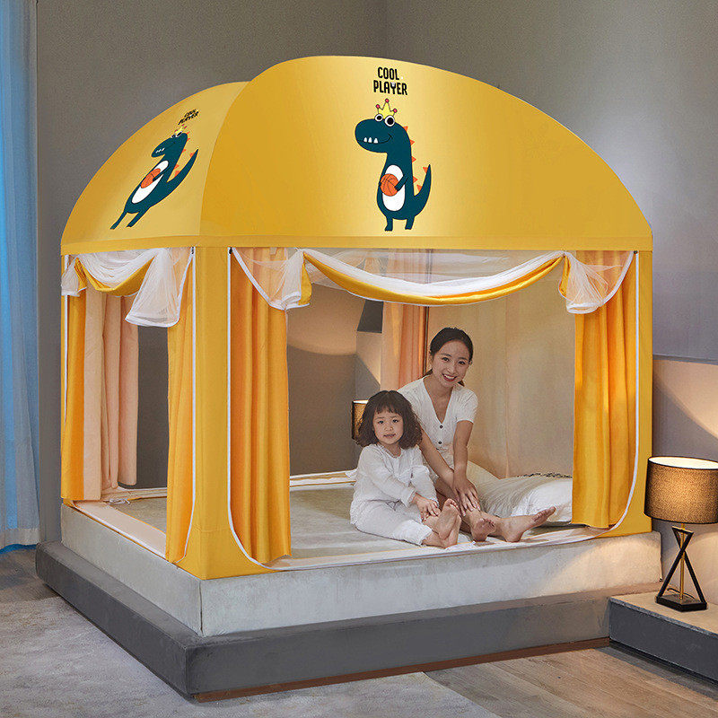 加高蒙古包蚊帐家用帘一体式床幔防摔儿童加固加厚防宝宝掉全遮光