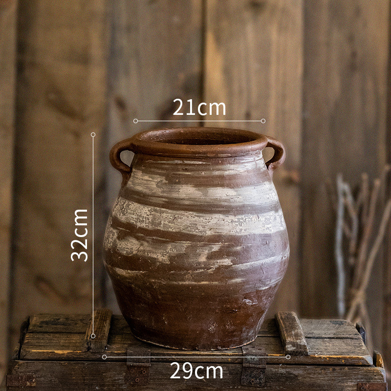 花盆复古艺术陶罐花瓶陶盆粗陶陶瓷花盆旧陶土插花手工古风做其他