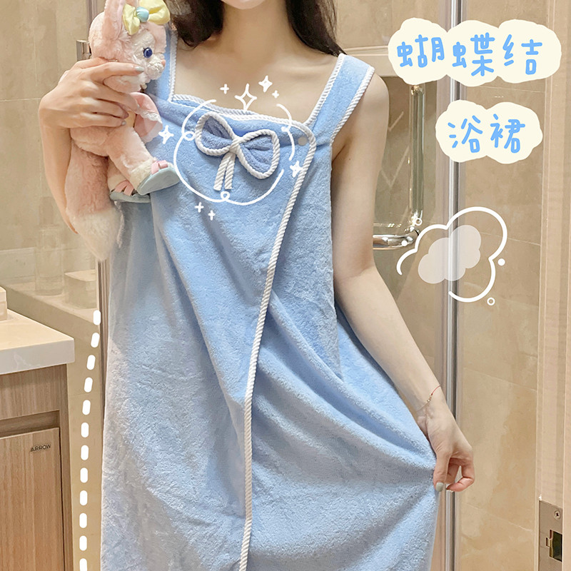 女士可穿式浴巾浴袍吸水速干背心式大人吊带洗澡浴裙裹身穿戴裹巾