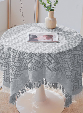 69n法式棉麻复古桌布盖布日系美式圆桌布新款茶几书桌白色蕾丝地
