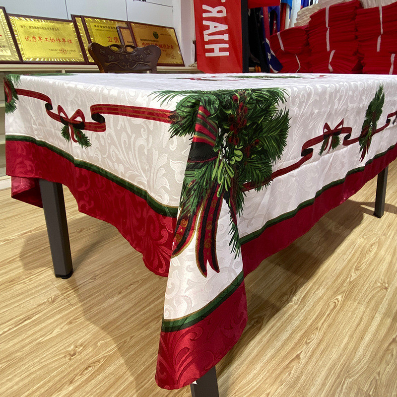 热销提花印花桌布餐桌布家用桌布用印长方形餐布圣诞台布花桌布