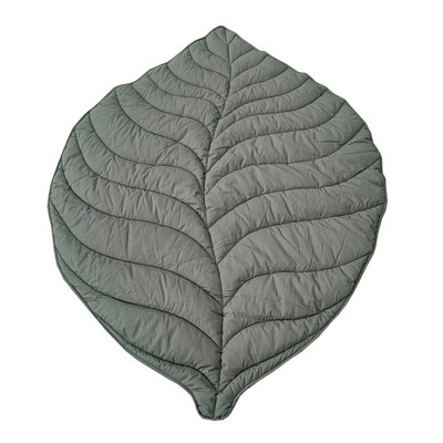 北欧装饰棉毯棉麻造型绗缝垫儿童爬行棉毯绗缝树叶沙发毯批发